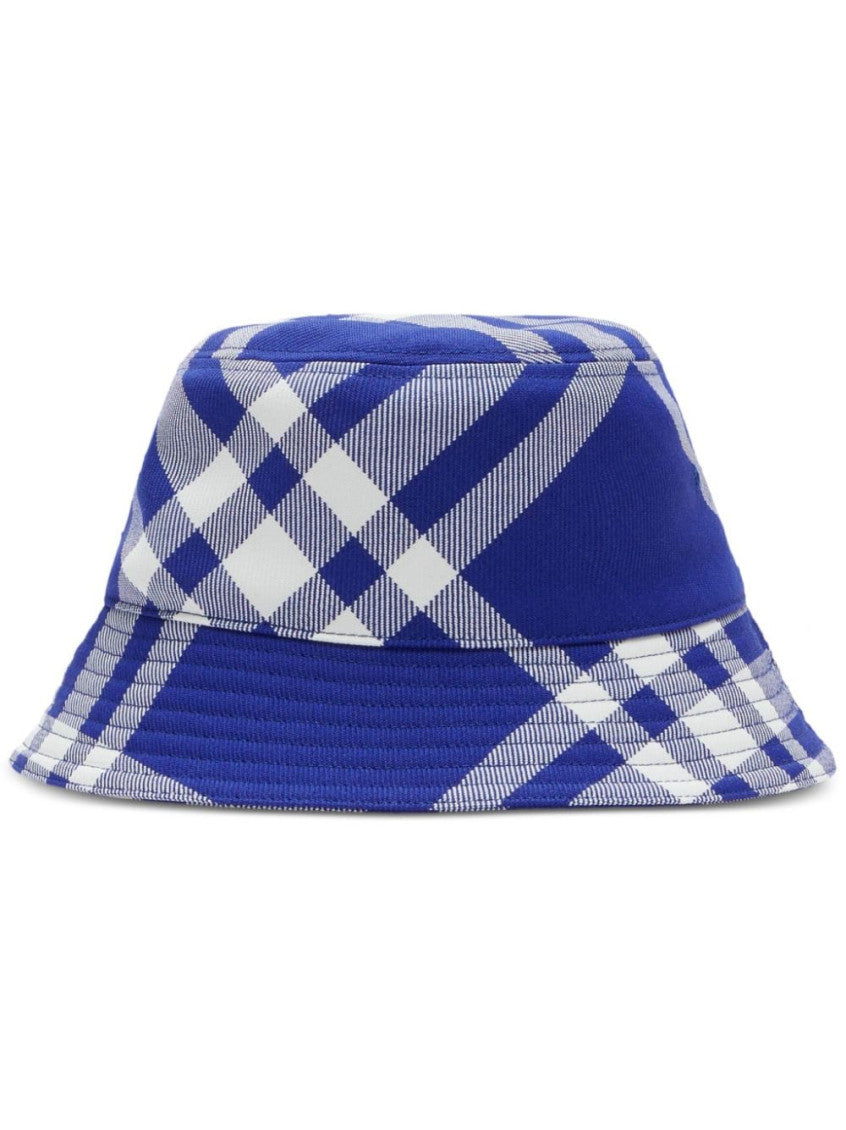 Blue Check motif bucket hat 1