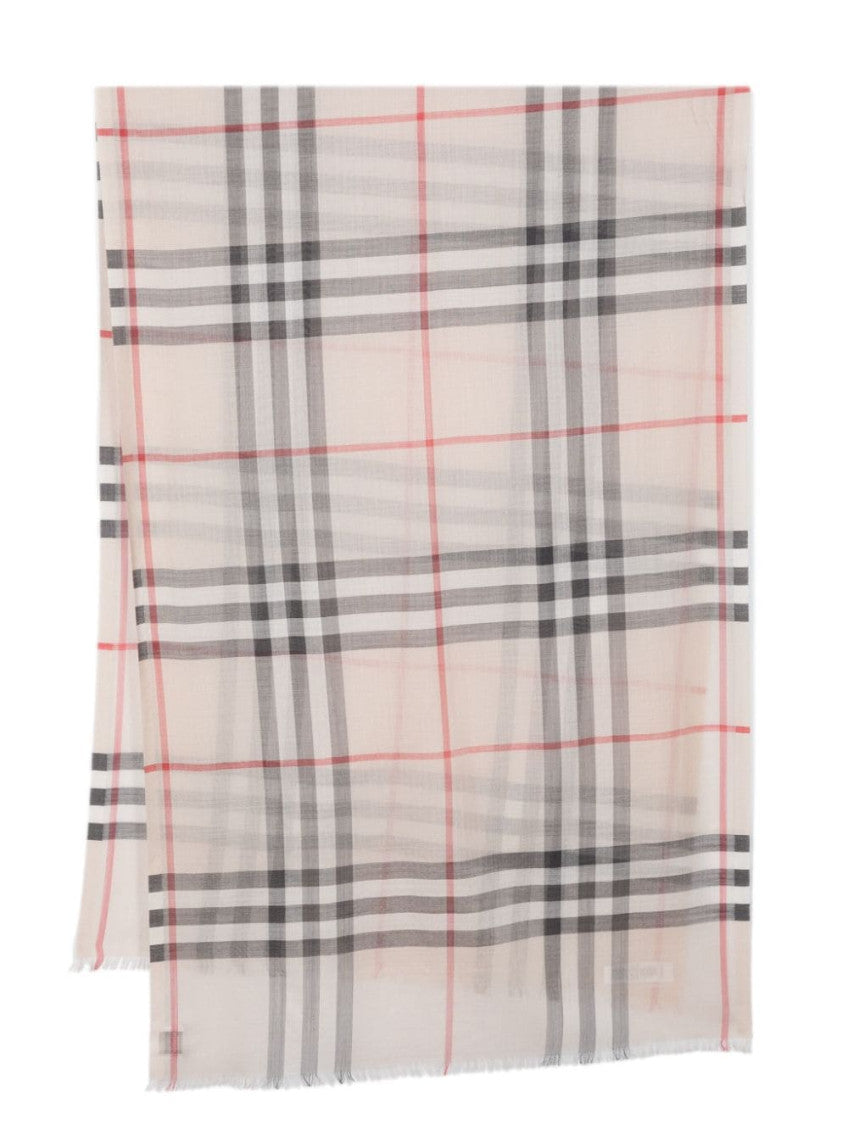 Grey Giant Check wool and silk blend scarf 1