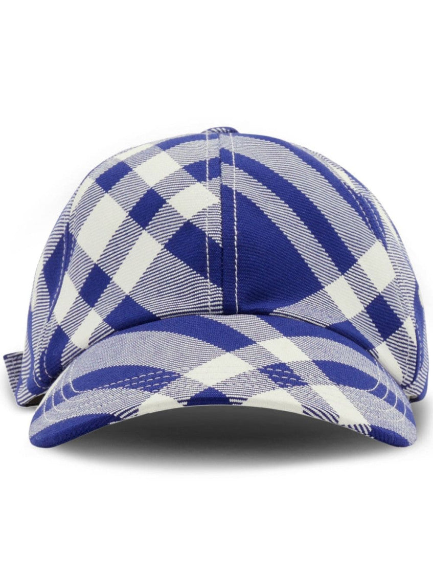 Blue Check motif baseball cap 1