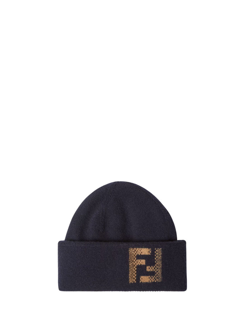 Navy Blue Logo Knitted Beanie Hat 1