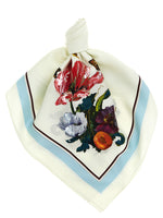 White Four Stitches Floral Scarf 1
