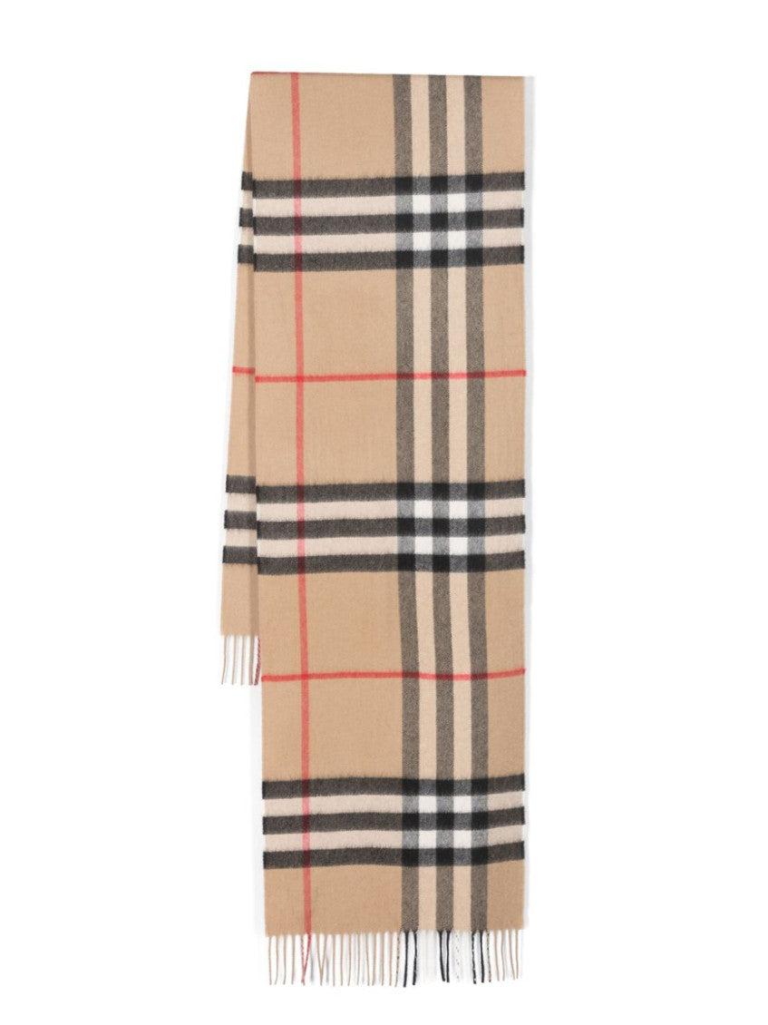 Beige Giant Check cashmere scarf 1