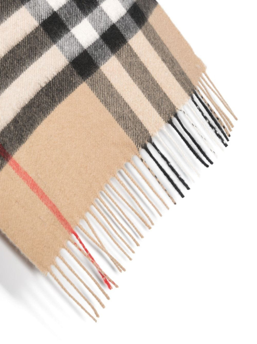 Beige Giant Check cashmere scarf 2