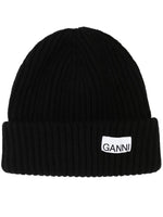 Black Logo wool beanie 1