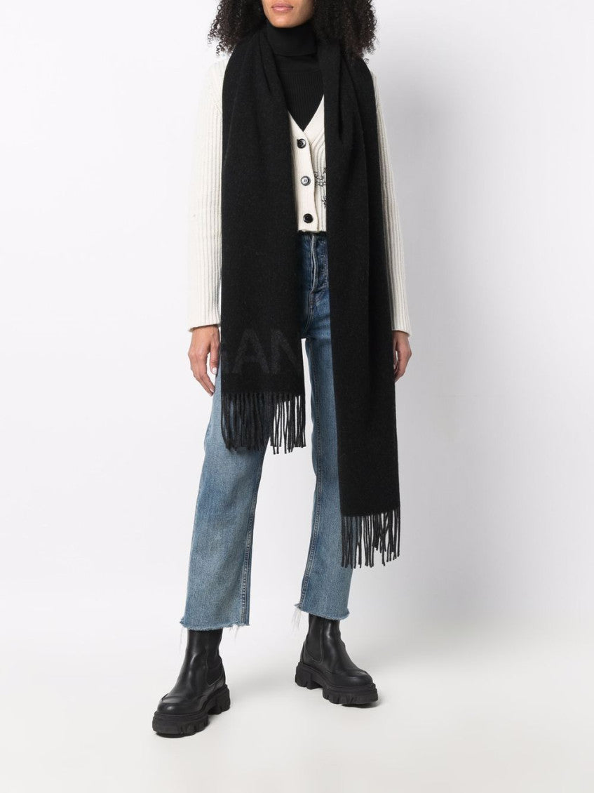 Black Logo recycled wool scarf 2