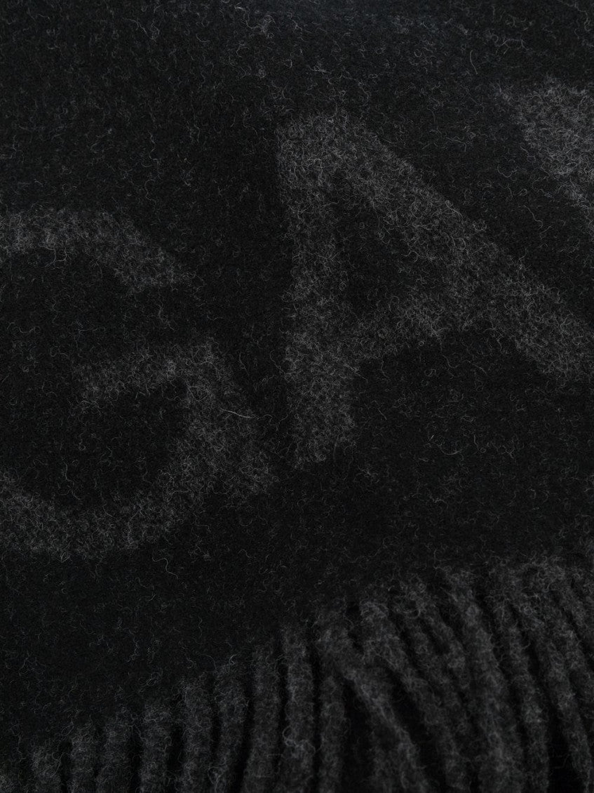 Black Logo recycled wool scarf 3