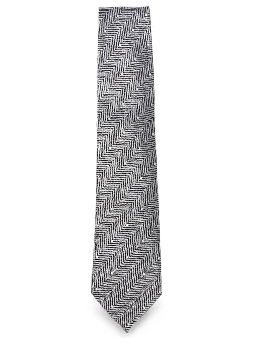 Grey Herringbone Textured Tie 1