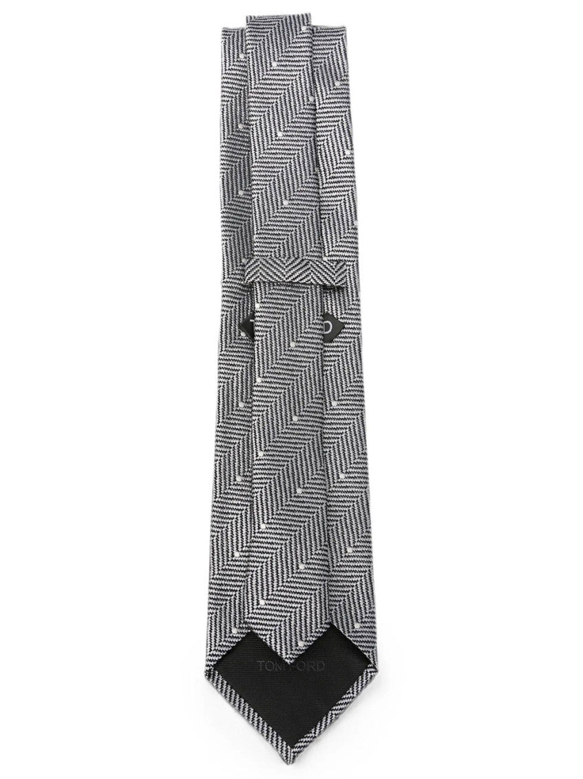 Grey Herringbone Textured Tie 2