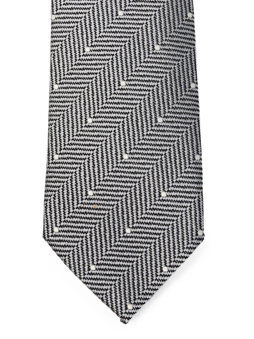 Grey Herringbone Textured Tie 3