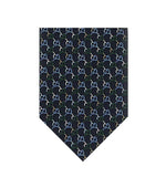 Dark Blue Logo Jacquard Tie 1