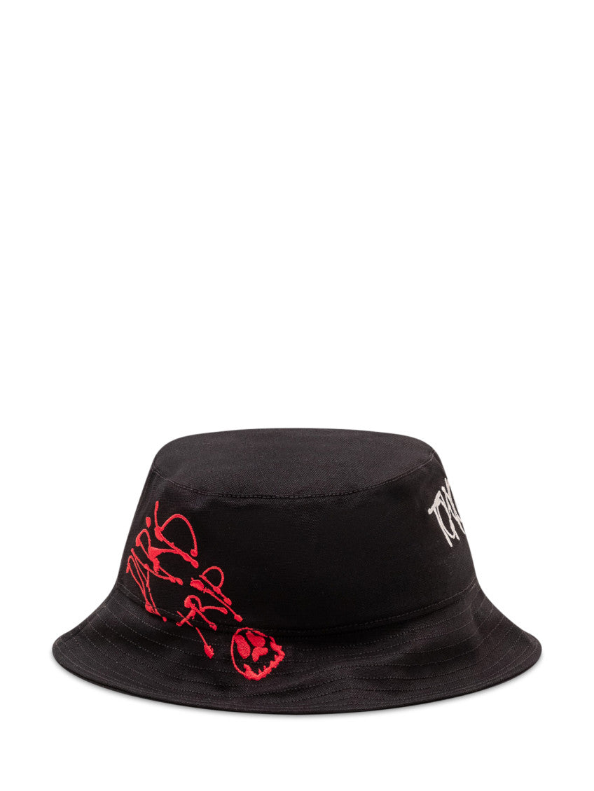 Black Embroidered Bucket Hat 3