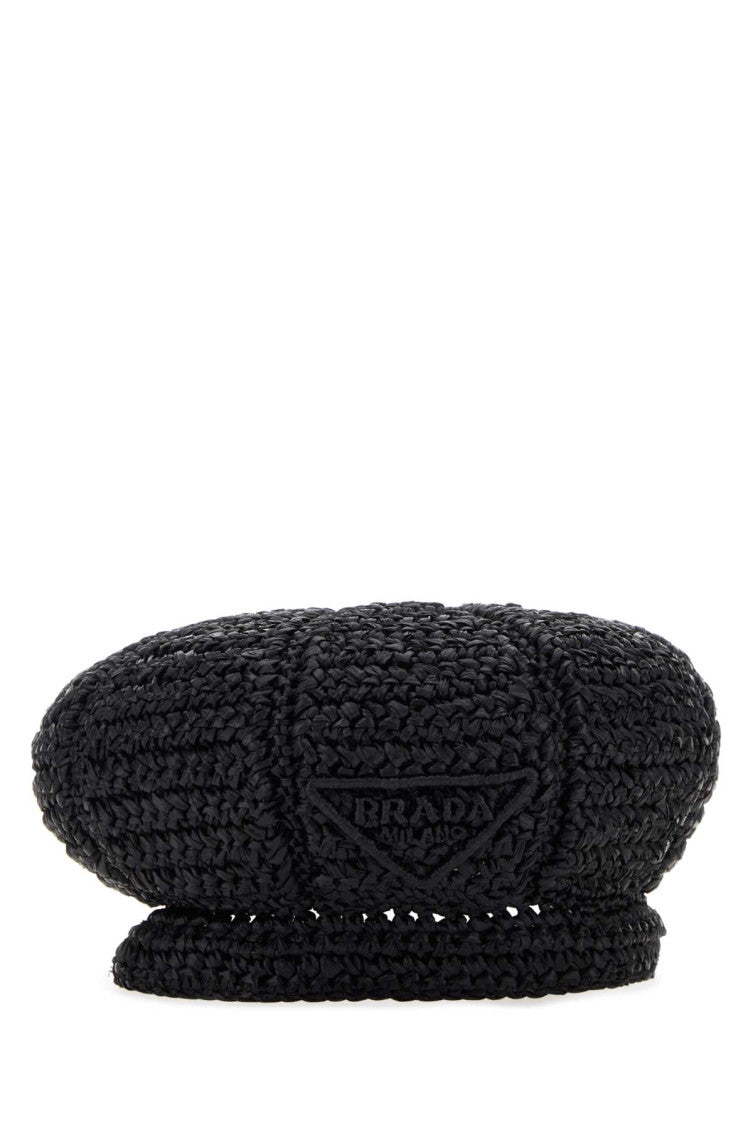 Black rafia baker boy hat 2