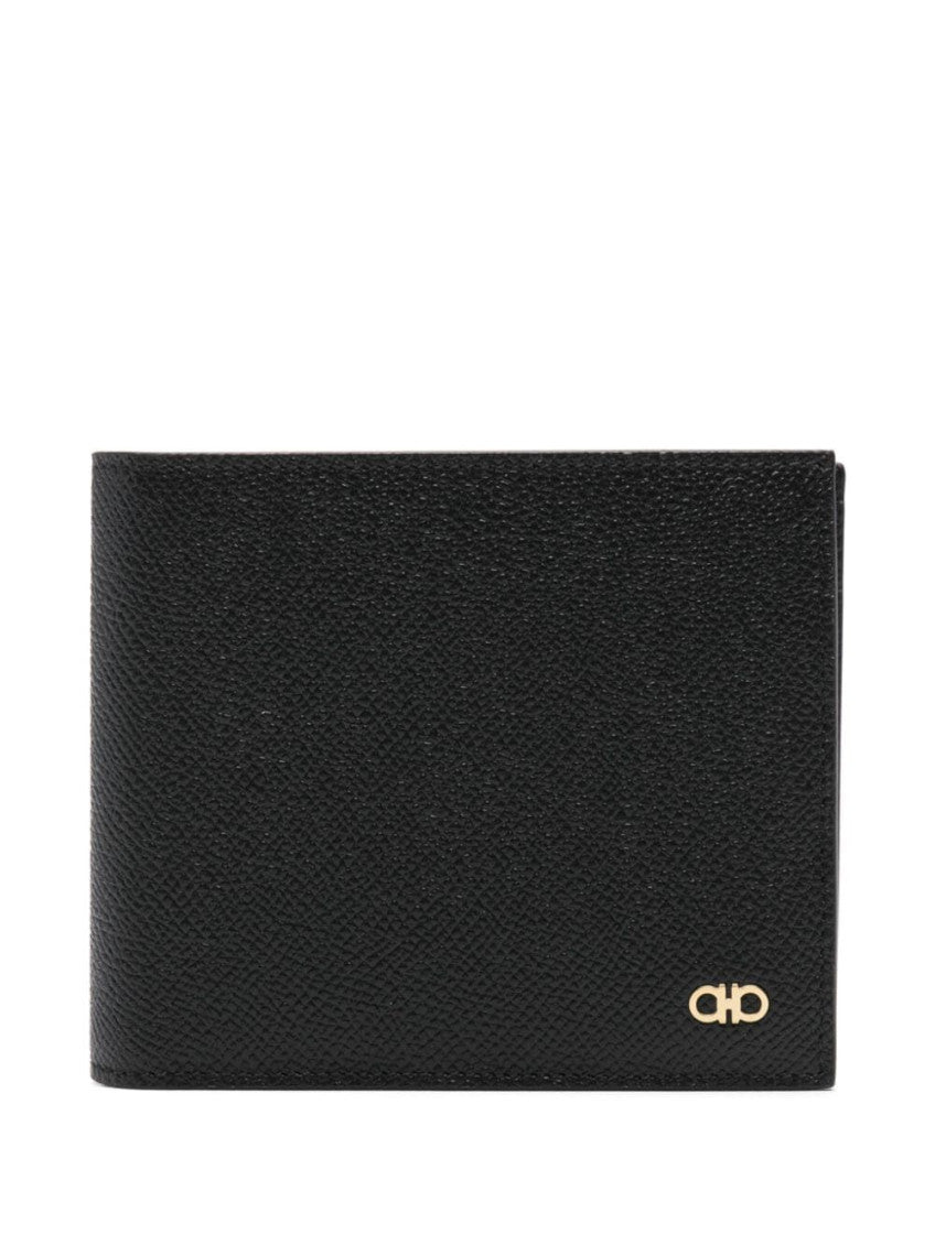Black Logo Textured Wallet 1
