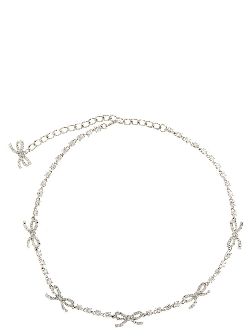 Silver Crystal Bow Necklace 1