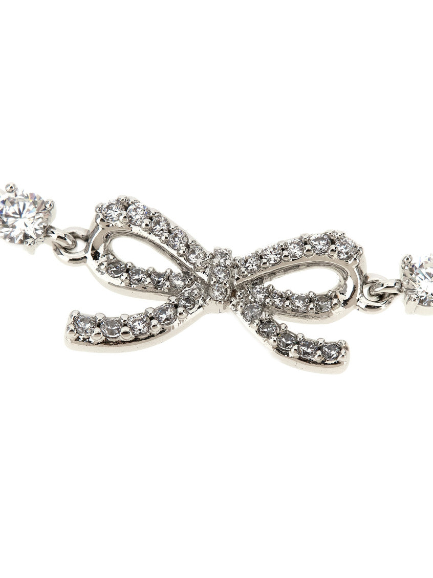 Silver Crystal Bow Necklace 2