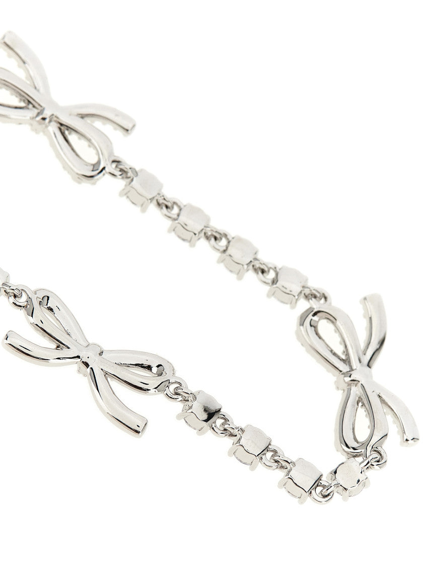 Silver Crystal Bow Necklace 3