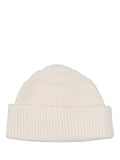 White Ribbed Beanie Hat 1