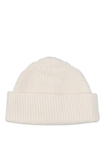 White Ribbed Beanie Hat 1