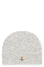 Light Grey Logo Textured Beanie Hat 1