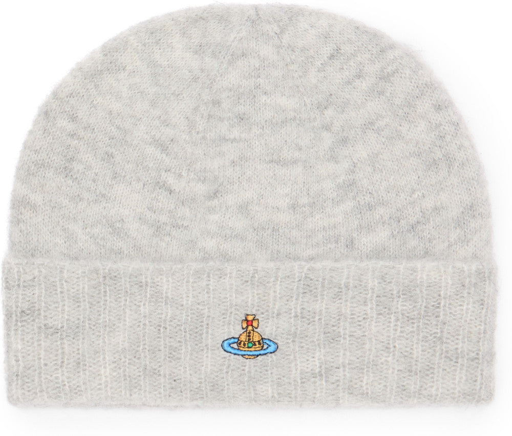 Light Grey Logo Textured Beanie Hat 2