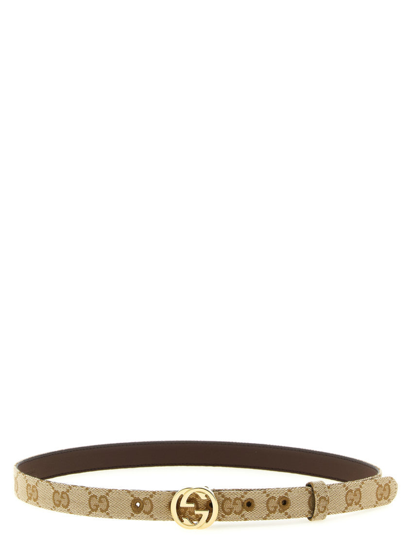 Beige GG Logo Formal Belt 1