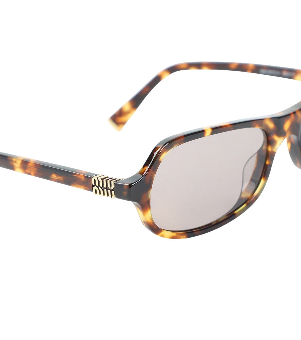 Brown Havana Rectangular Sunglasses 3