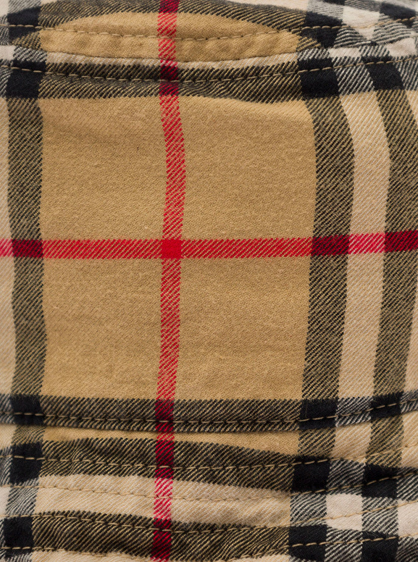 Beige Check motif bucket hat 3