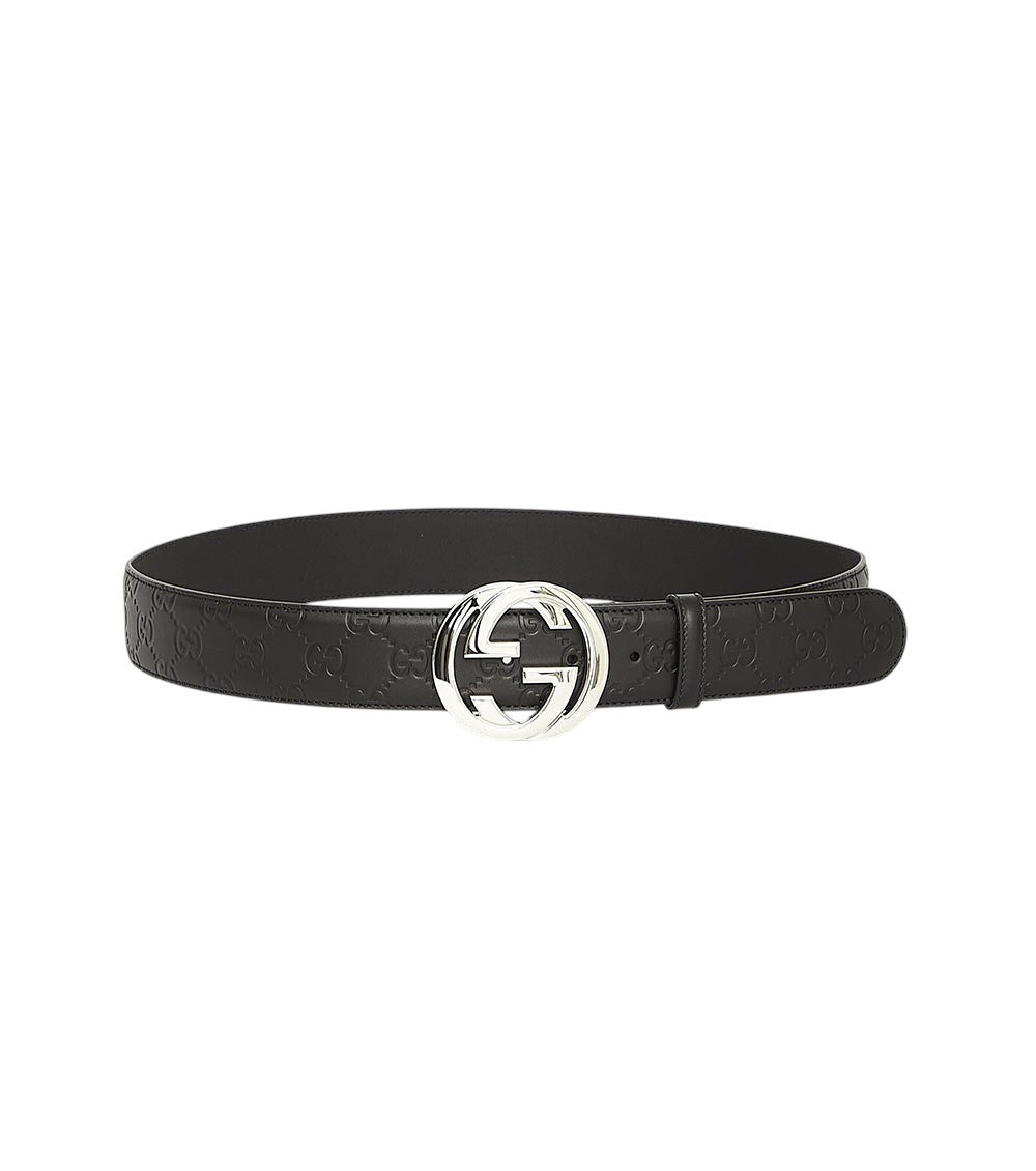 Black Signature Logo Buckle Belt 1