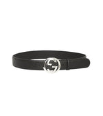 Black Signature Logo Buckle Belt 1