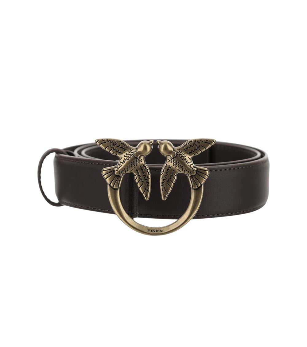Dark Brown Love Birds Buckle Belt 1
