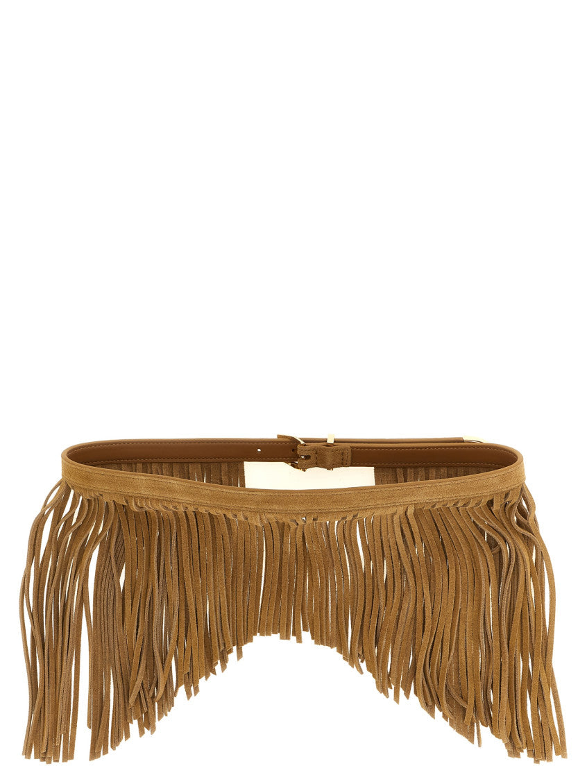 Brown Fringes Solid Buckle Belt 2