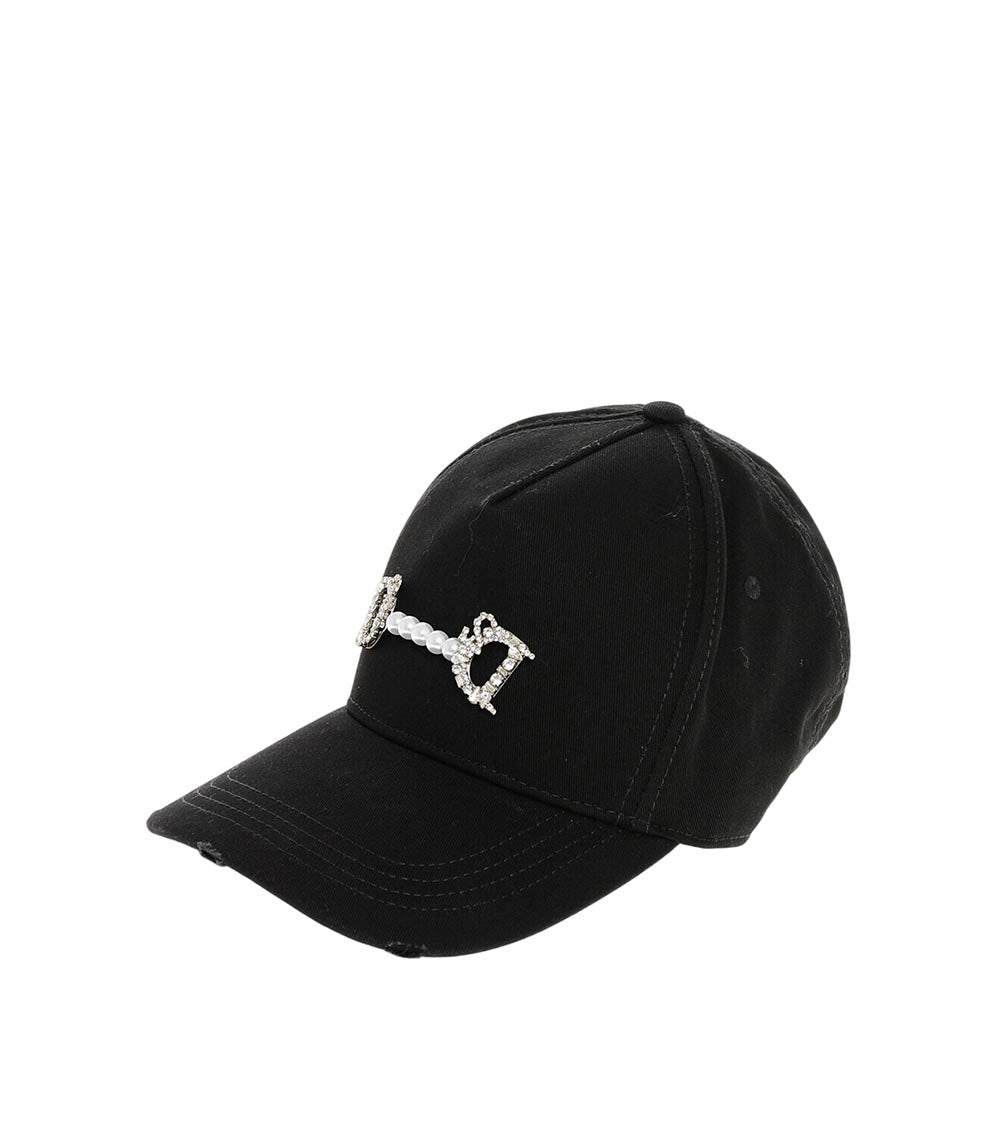 Black Embellished Baseball Cap 1