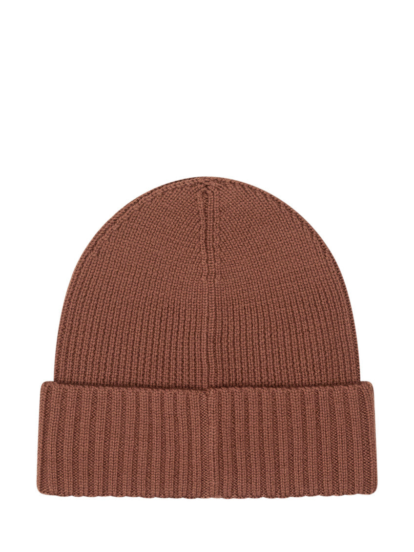 Brown Knitted Logo Beanie Cap 2