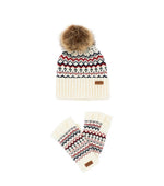 White Logo Beanie And Gloves Set 1