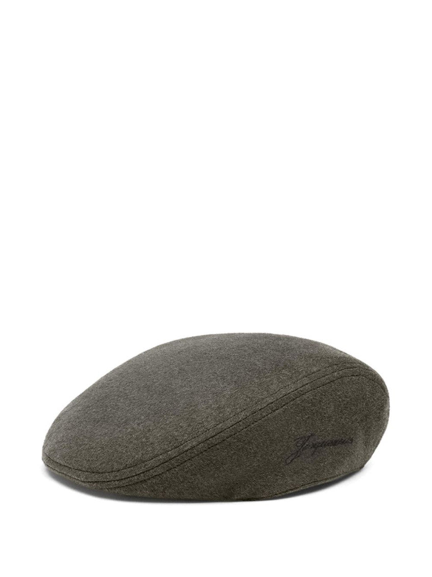 Grey Solid Beret Hat 1