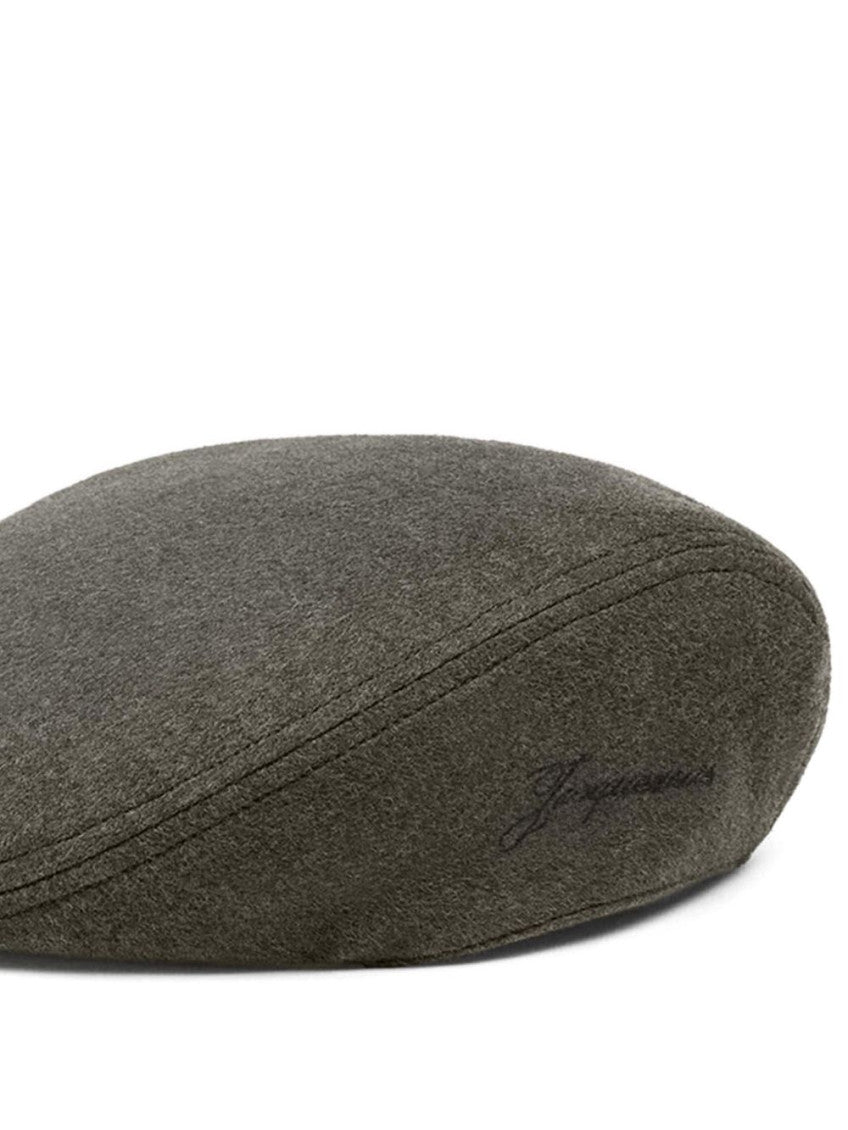 Grey Solid Beret Hat 2