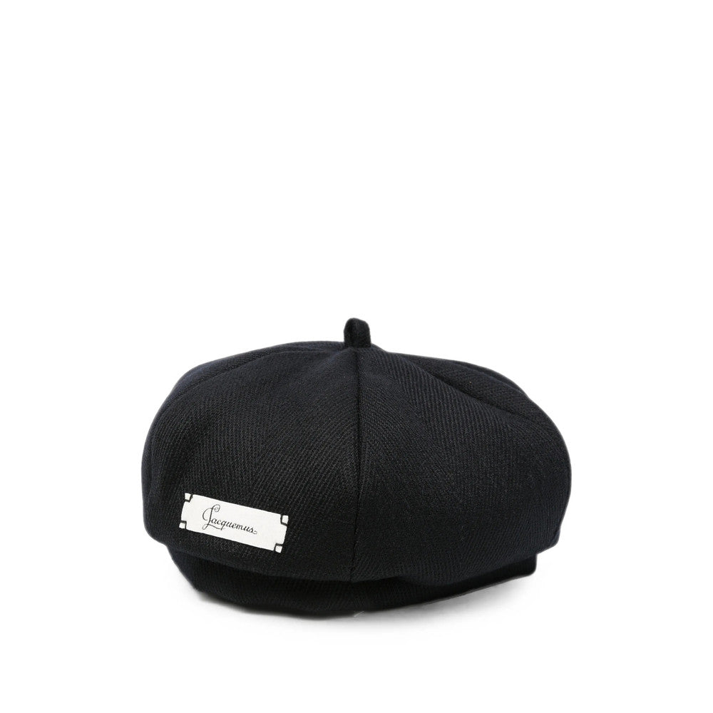 Black Textured Beret Hat 1