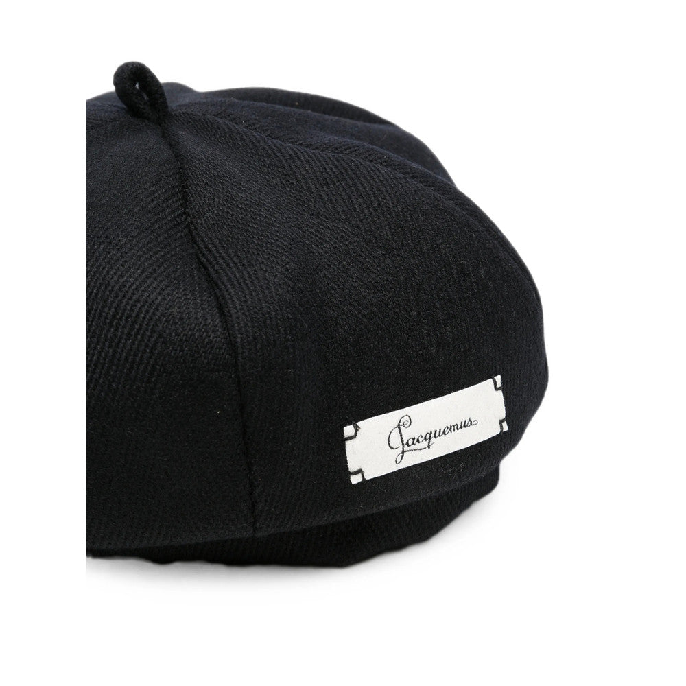 Black Textured Beret Hat 2