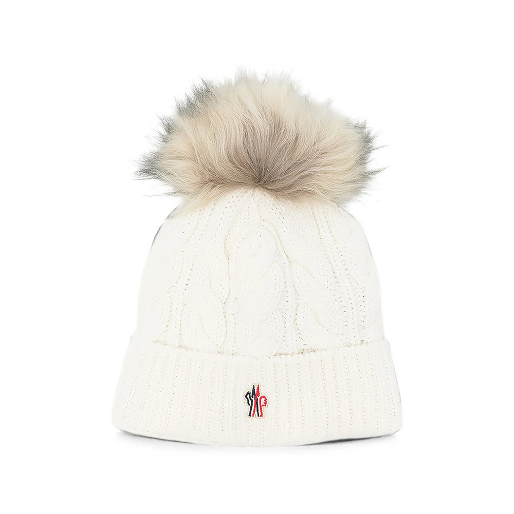 White Grenoble Knitted Beanie Cap 1