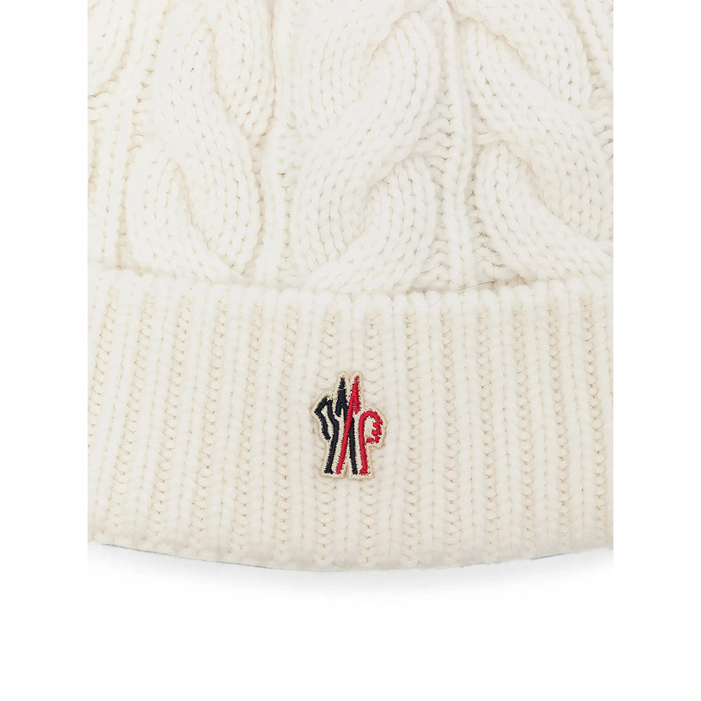 White Grenoble Knitted Beanie Cap 2