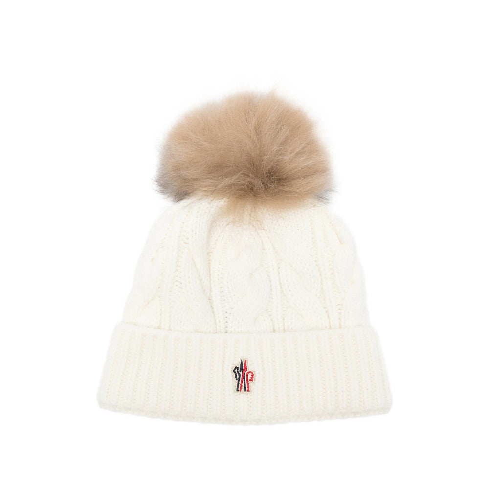 White Grenoble Knitted Beanie Cap 1