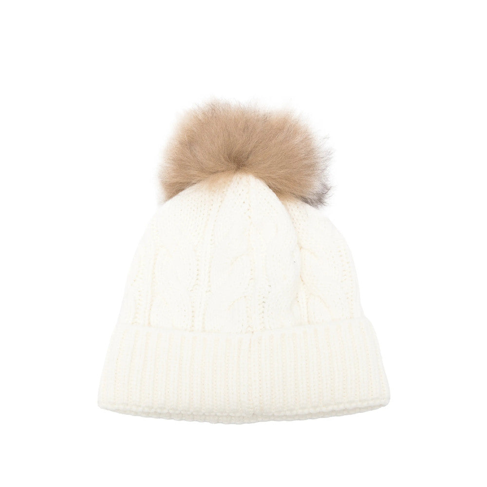 White Grenoble Knitted Beanie Cap 3