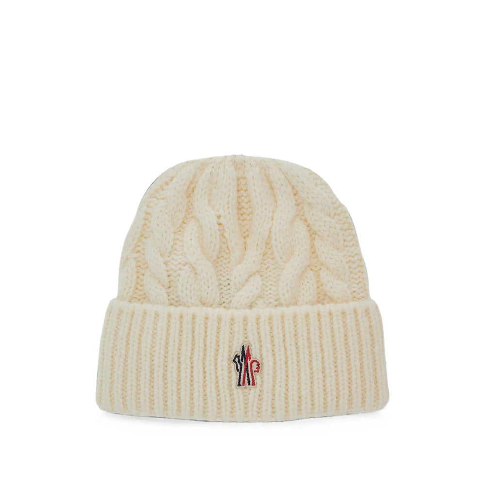 White Grenoble Knitted Beanie Cap 1