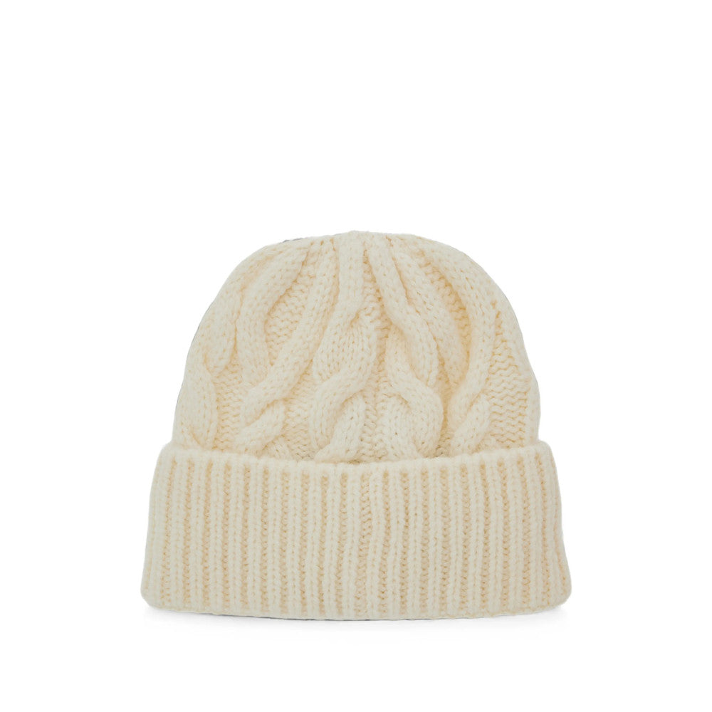 White Grenoble Knitted Beanie Cap 2