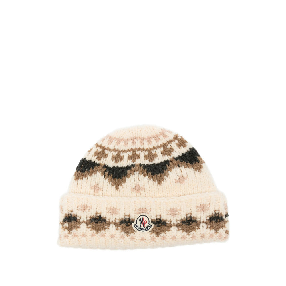 Beige Jacquard Beanie Cap 1