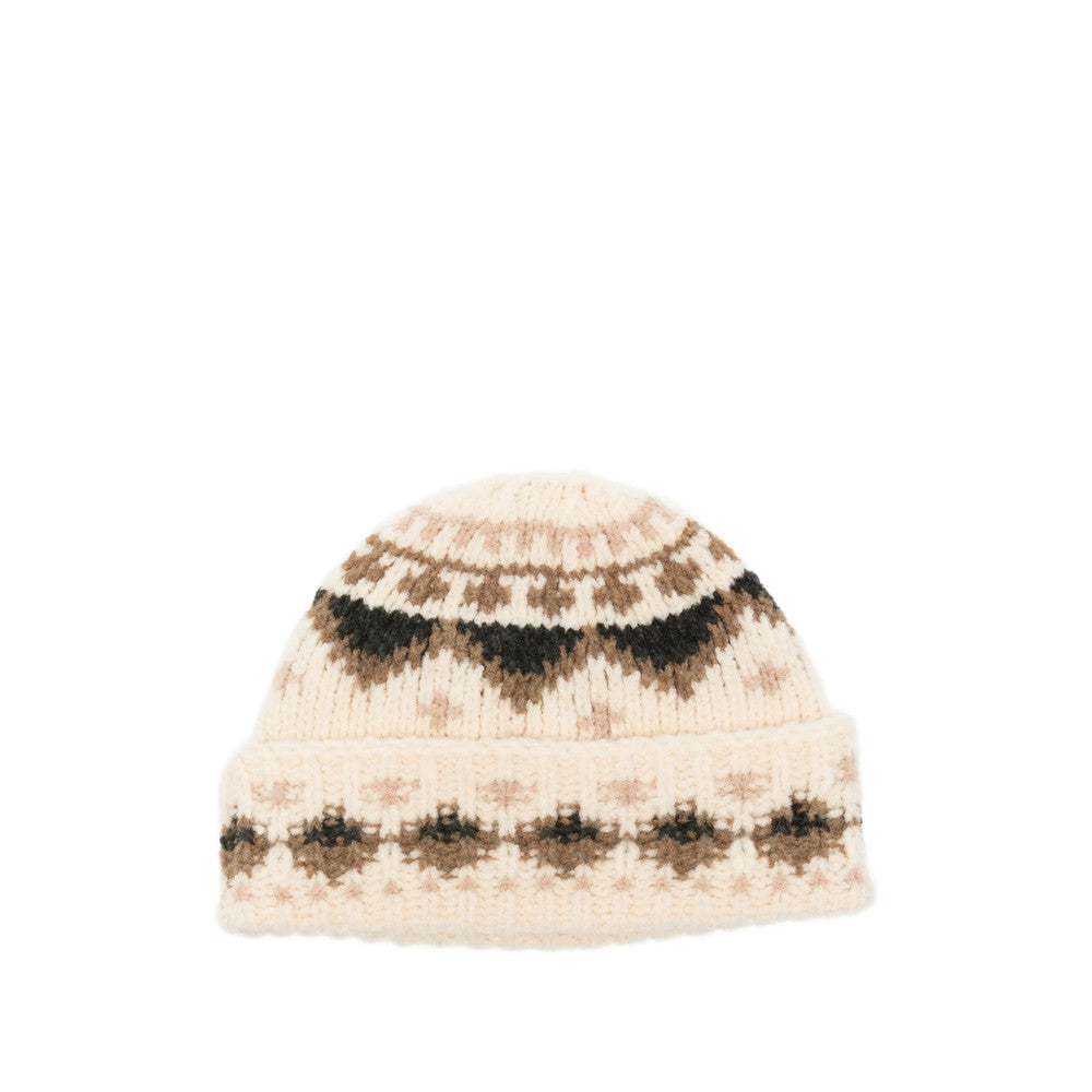 Beige Jacquard Beanie Cap 2