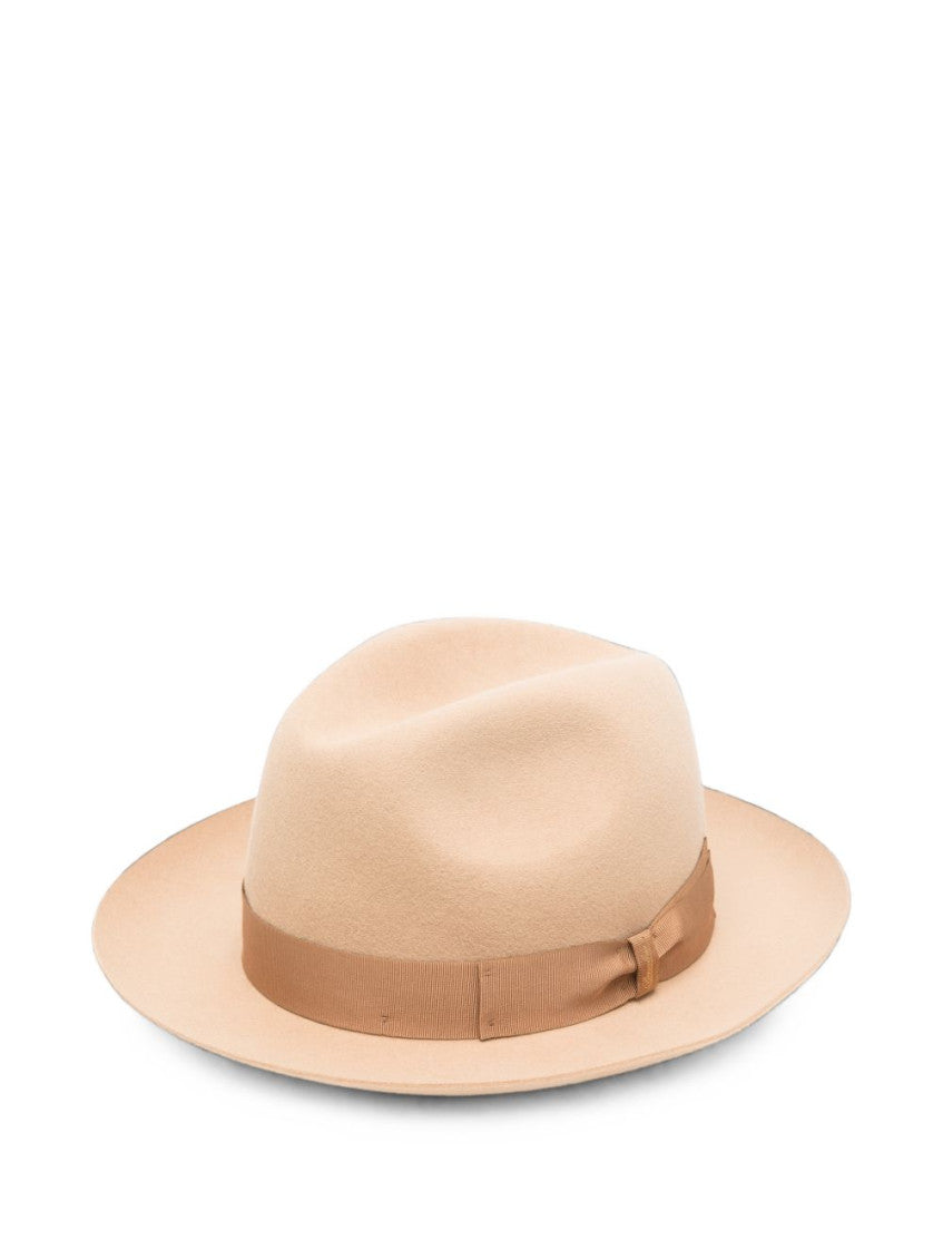 Beige  Solid Fedora Hat 1