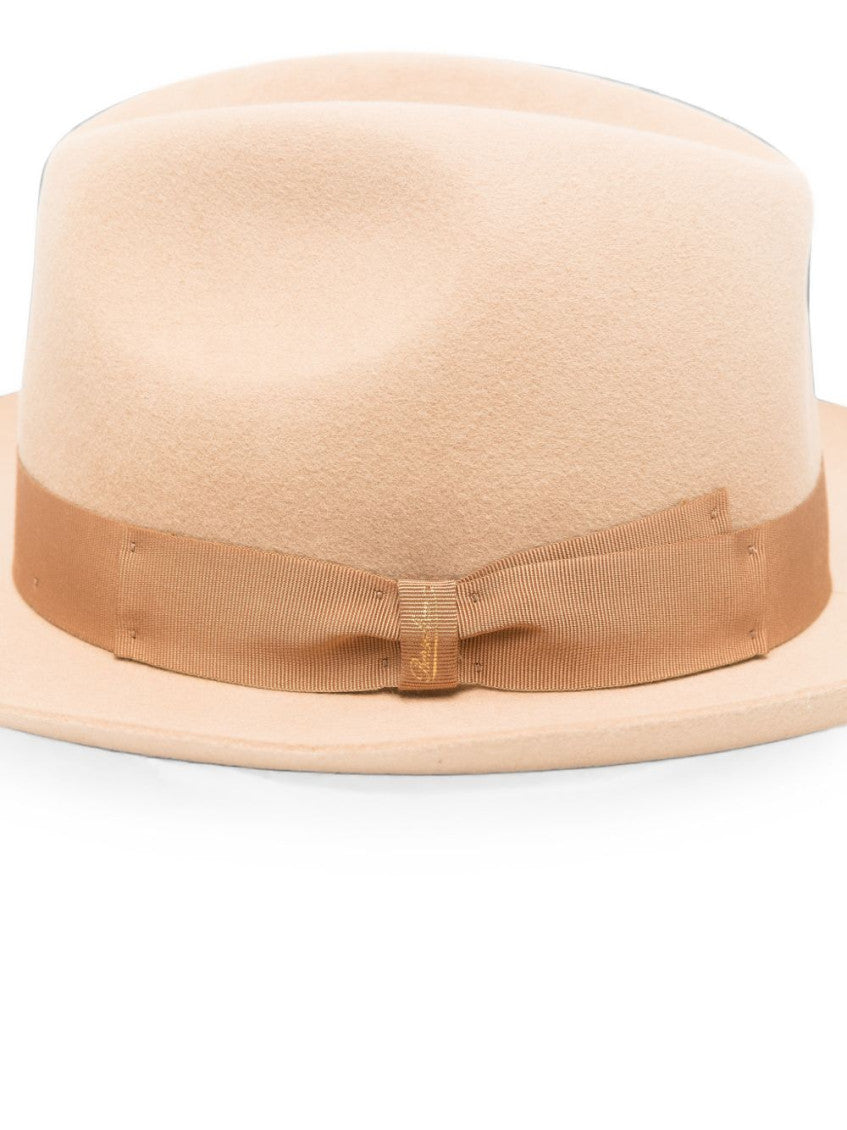 Beige  Solid Fedora Hat 2