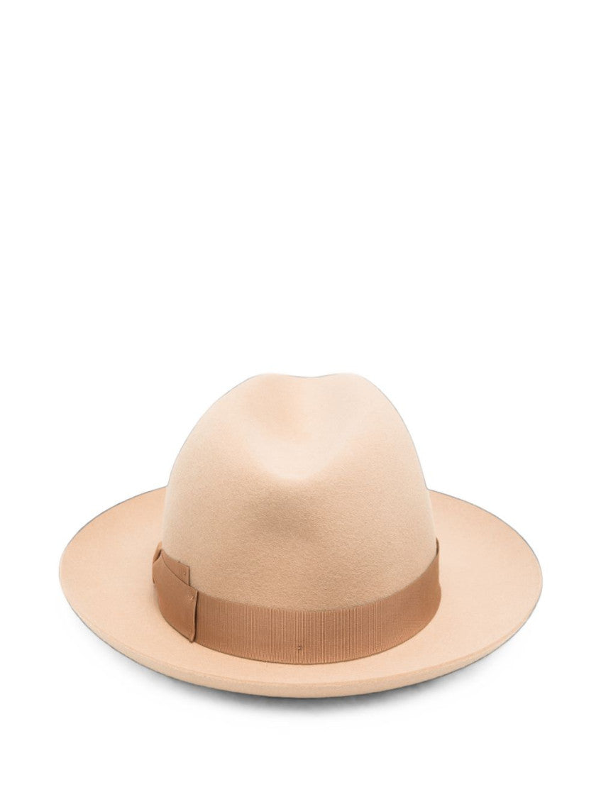 Beige  Solid Fedora Hat 3