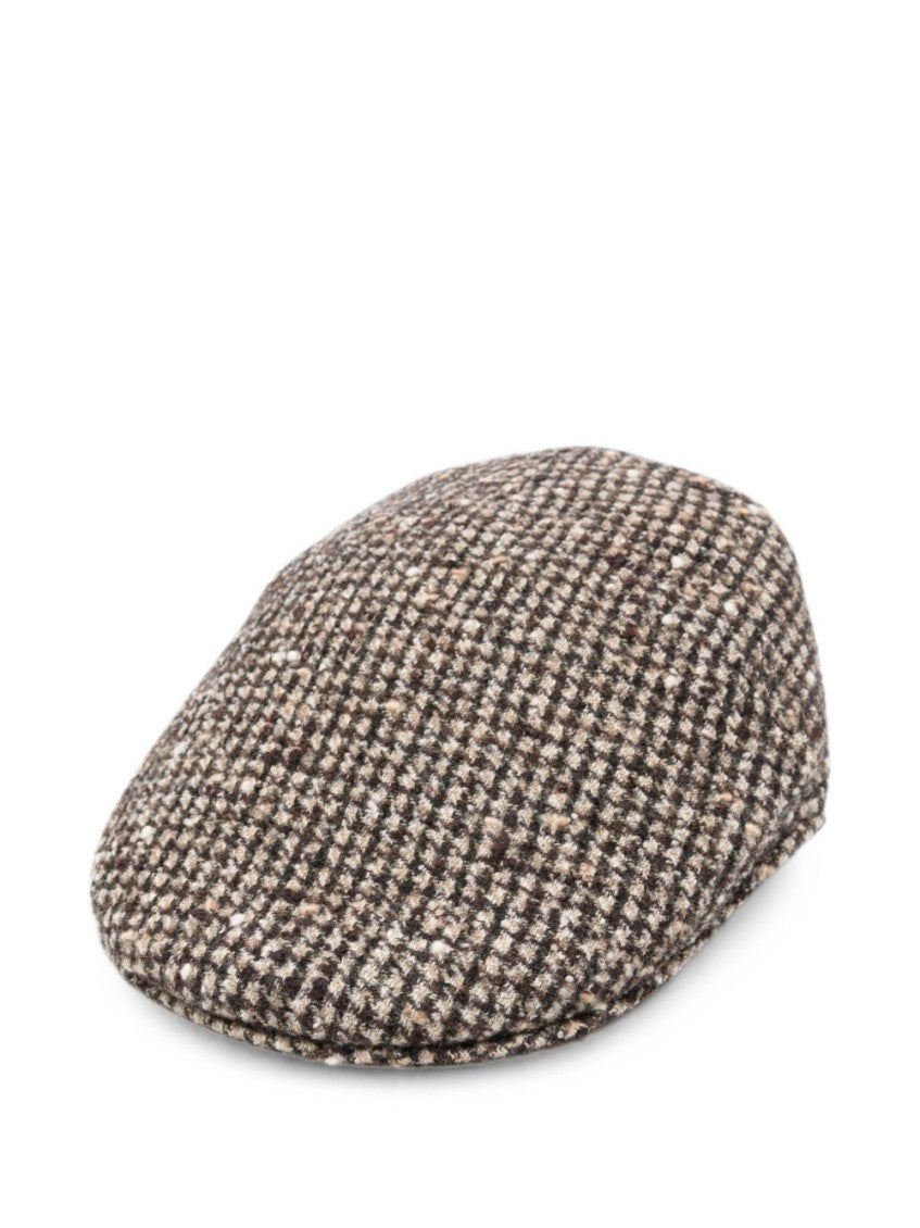 Brown Parigi Houndstooth Flat Hat 1